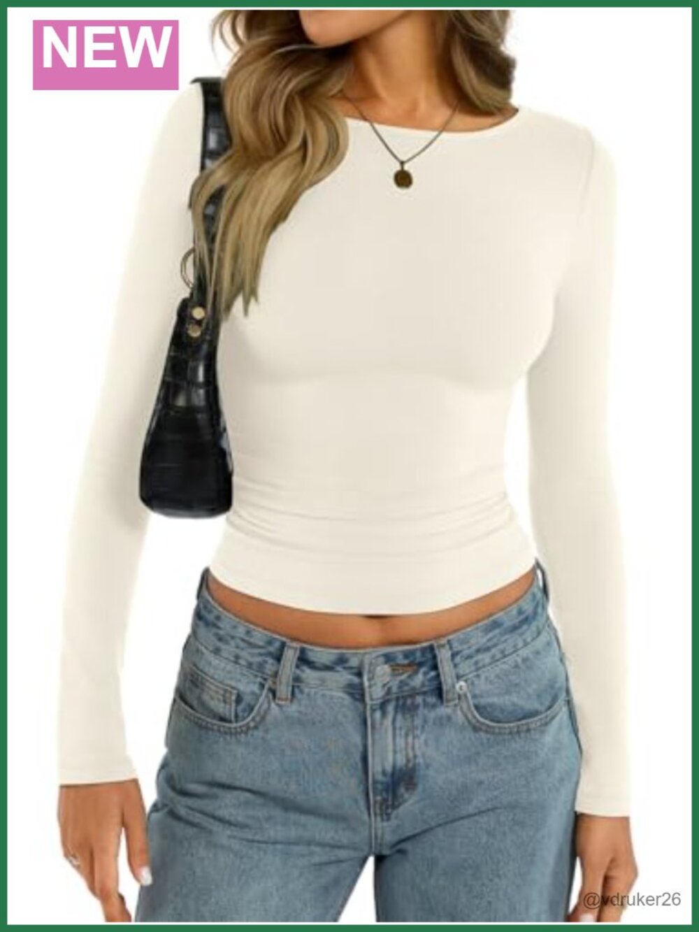 Womens Cotton Boat Neck Long Sleeve Slim Fit Y2K Crop T-Shirt Stretchy